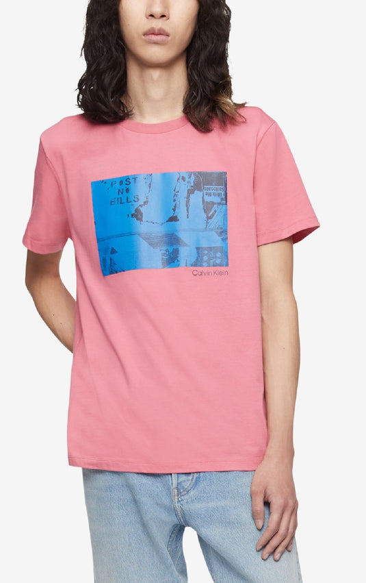 Calvin Klein Men's Relaxed Fit Logo Graphic Print T-Shirt Pink Size Medium