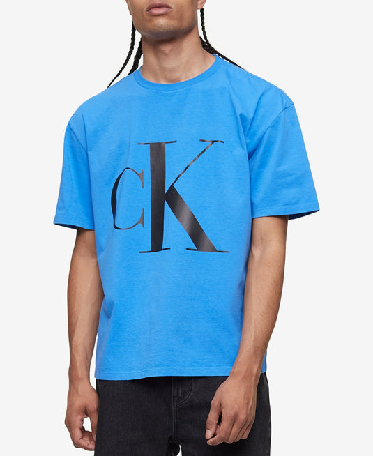 Calvin Klein Men's Monogram Logo Graphic T-Shirt Blue Size X-Small