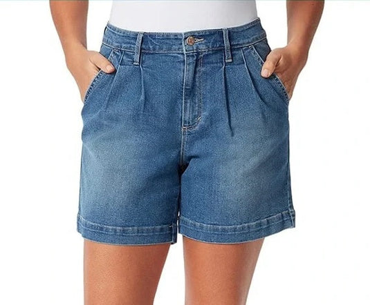Gloria Vanderbilt Women's Pleated Shorts Blue Size 10