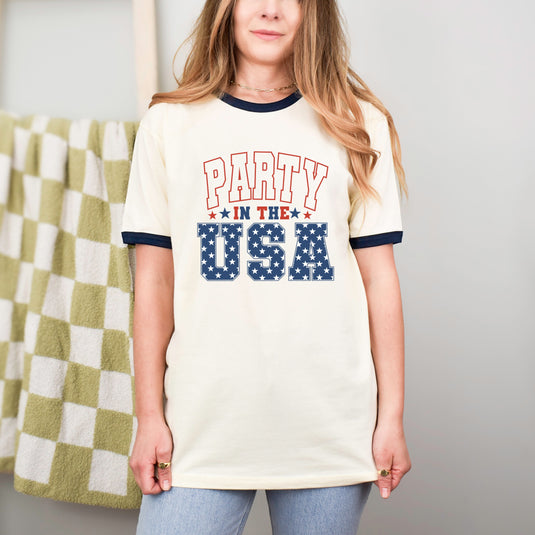 Retro Party in the USA Stars | Ringer Tee