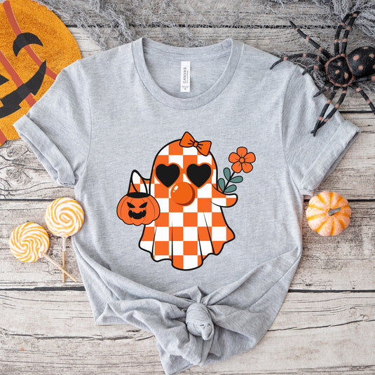 Checkered Girl Ghost | Short Sleeve Crew Neck