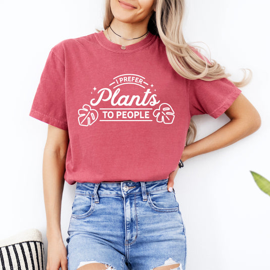 I Prefer Plants to People | Garment Dyed Short Sleeve Tee
