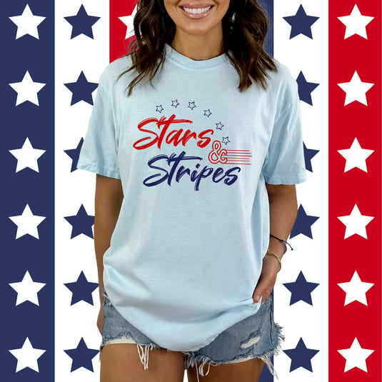 Stars and Stripes | Garment Dyed Short Sleeve Tee