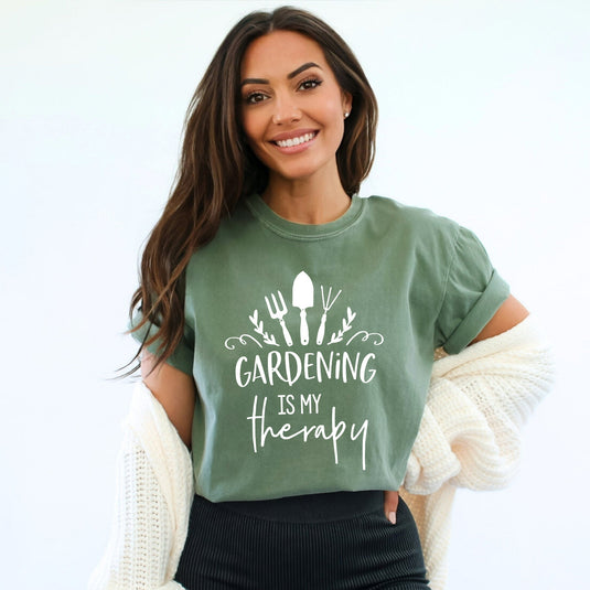 Gardening Is My Therapy | Garment Dyed Short Sleeve Tee