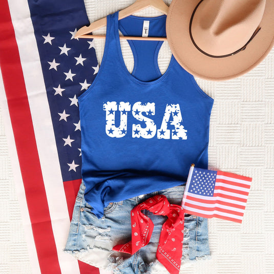 USA Distressed Stars | Racerback Tank