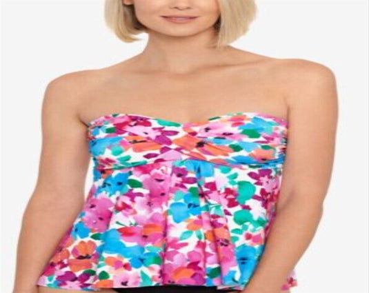 Swim Solutions Women's Floral Tankini Swim Top Pink Size 14