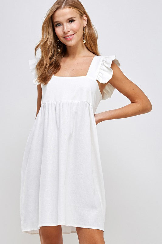 Dreamlife Boutique Linen Babydoll Dress Off White Size S 0-4