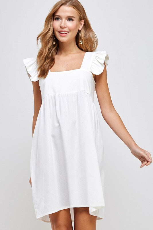 Dreamlife Boutique Linen Babydoll Dress Off White Size M 6-8 Size Medium