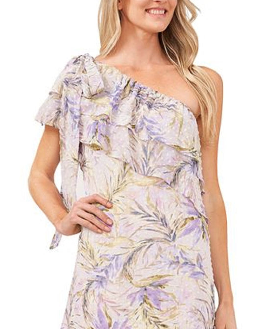 CeCe Women's One Shoulder Baja Palm Dress Purple Size X-Small