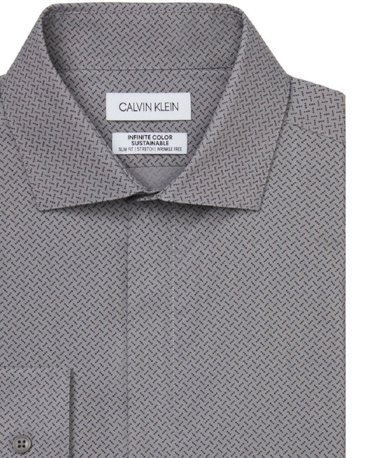 Calvin Klein Men's Infinite Color Sustainable Slim Fit Dress Shirt Gray Size 14X32X33