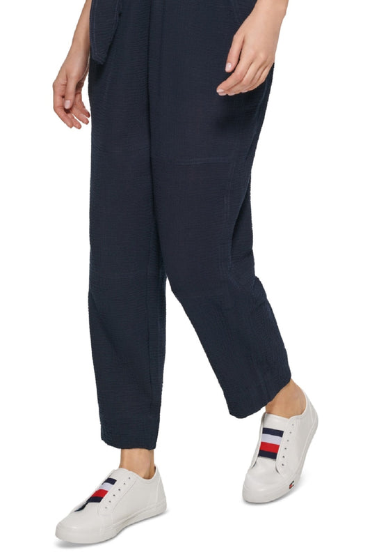 Tommy Hilfiger Women's Belted Pull on Pants Blue Size X-Large