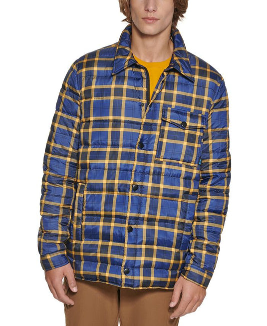 Bass Outdoor Men's Mission Plaid Puffer Jacket Blue