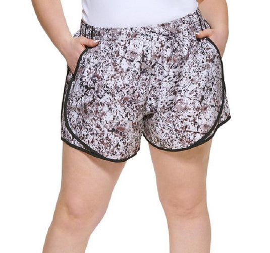 Calvin Klein Women's Printed Running Shorts Beige 2X