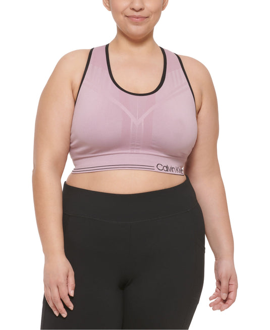 Calvin Klein Women's Reversible Medium Impact Sports Bra Brown Size 2X