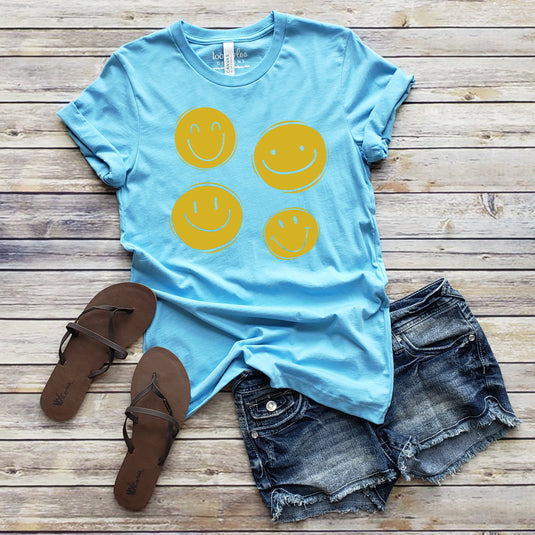 4 SMILEY FACES TEE