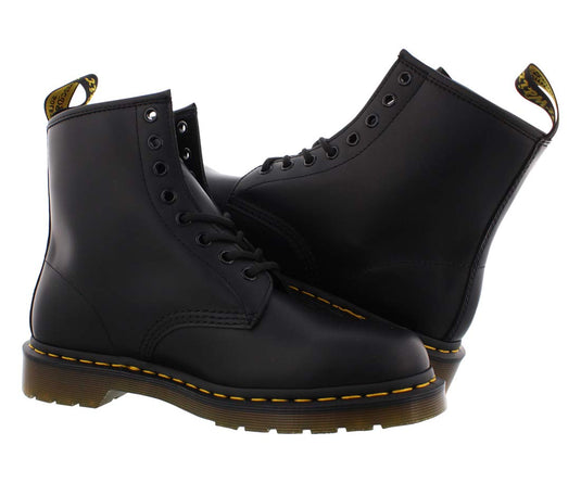 Dr. Martens, 1460 Greasy Leather 8-Eye Boot for Men and Women, Black, 10 US Men/11 US Women