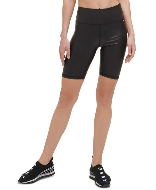 DKNY Women's Faux Leather Bike Shorts Black Size X-Small