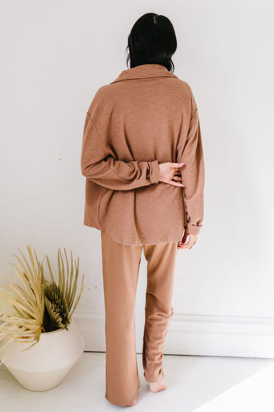 At Ease Button-Up Jumpsuit Set