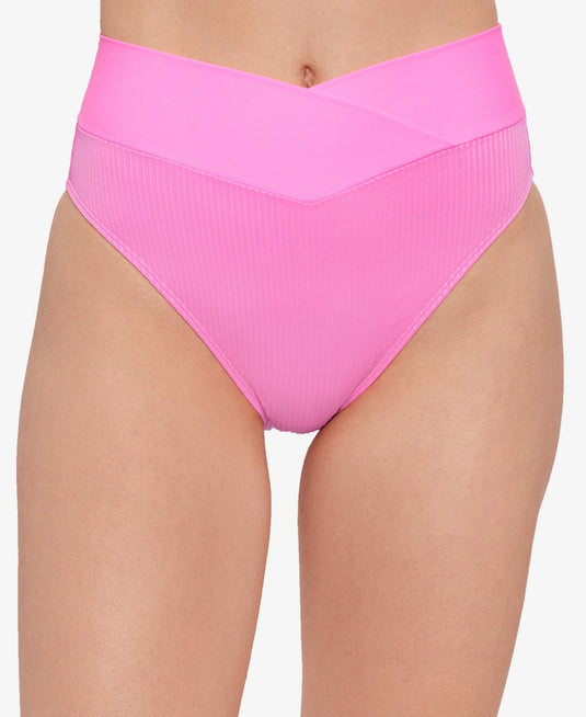 Salt + Cove Women's Juniors' Not What It Seams Crossover Bikini Bottoms  Swimsuit Pink Size S
