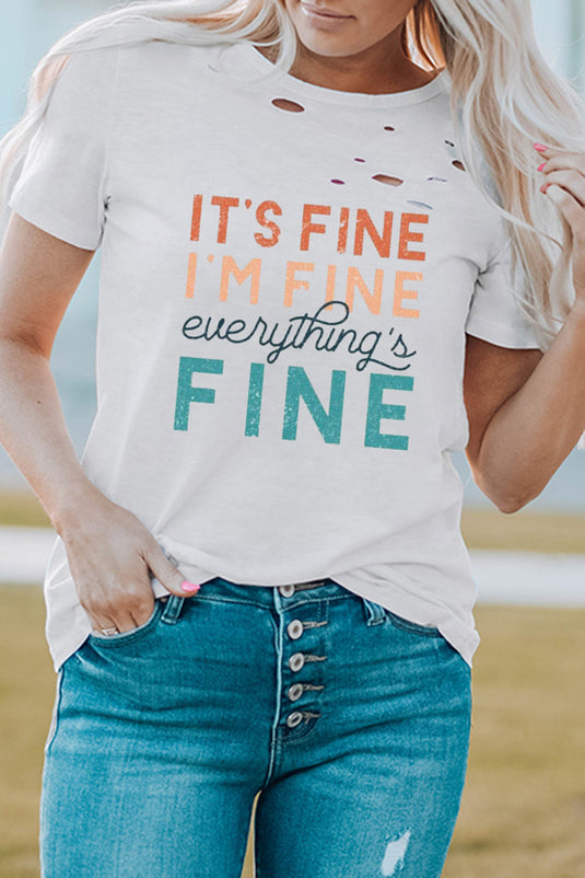 Everything Is Fine Graphic Distressed T Shirt