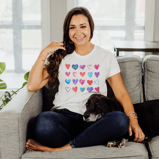 WATERCOLOR HEARTS TEE