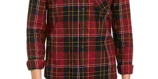 Levi's Men's Booth Regular-Fit Plaid Flannel Shirt Red Overflw Size Small