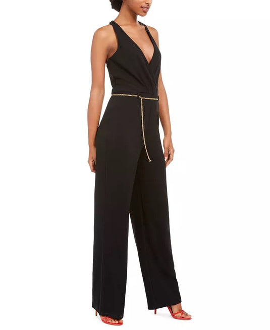 As U Wish Junior's Jumpsuit With Chain Belt Black