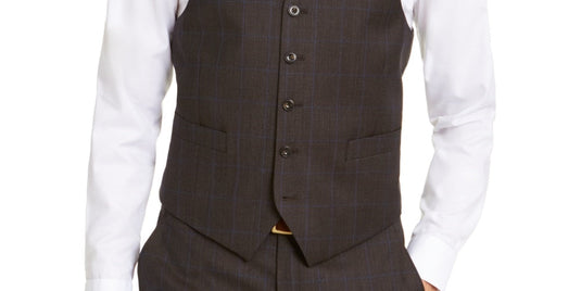 Michael Kors Men's Wool Blend Birdseye Suit Vest Brown Size Medium