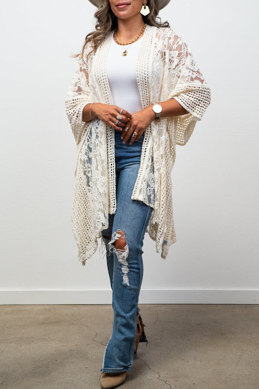 Madison Floral Lace Textured Kimono