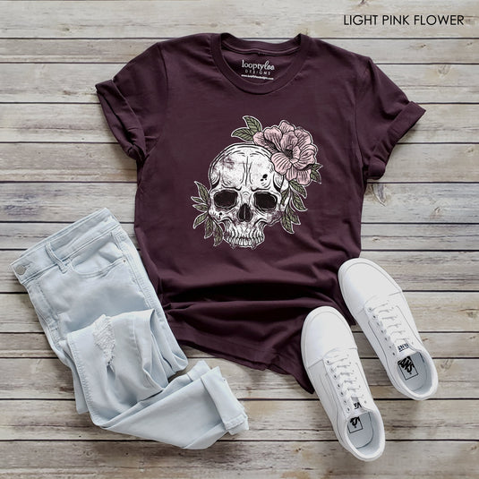 LIGHT PINK FLORAL SKELETON TEE