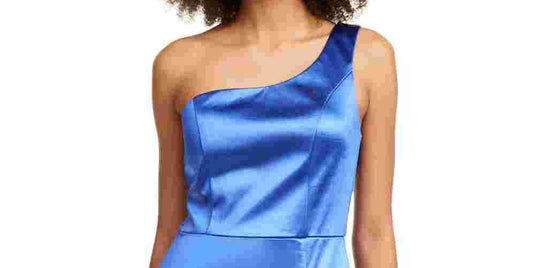 Crystal Doll Juniors' Satin One Shoulder Party Dress Blue Size 1