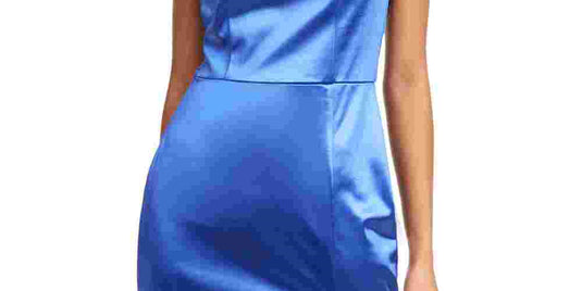 Crystal Doll Juniors' Satin One Shoulder Party Dress Blue Size 1