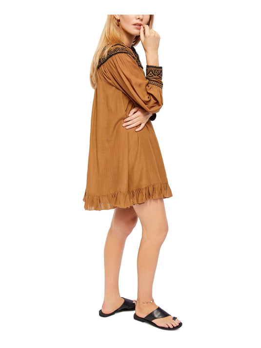 Free People Women's Erin Mini Dress Brown Size X-Small