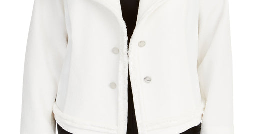 Calvin Klein Women's Plus Size Textured Knit Jacket White Size 0X