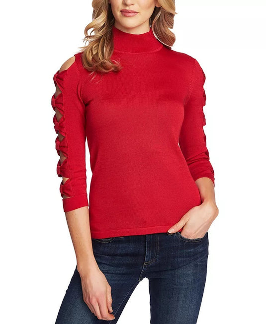 CeCe Women's Cutout Bow Detail Sweater Red Size Medium