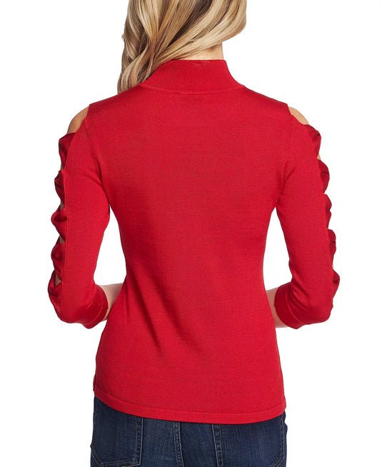 CeCe Women's Cutout Bow Detail Sweater Red Size Medium