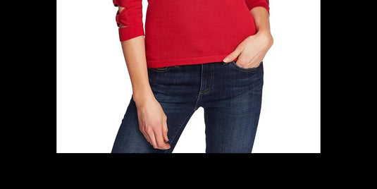 CeCe Women's Cutout Bow Detail Sweater Red Size Medium