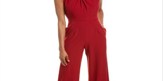 Donna Ricco Women's Round Neck Jumpsuit Red Size 14