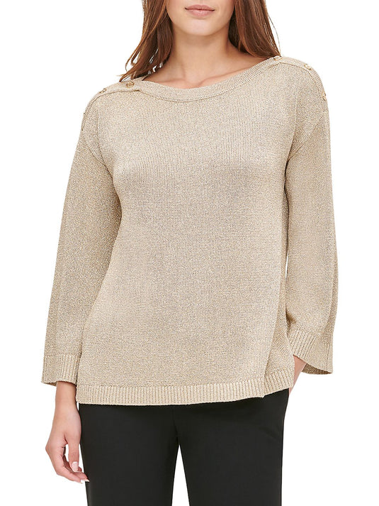 Calvin Klein Women's Boatneck Pullover Sweater Gold Size X-Small