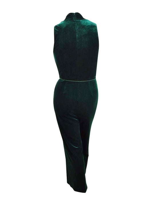 Vince Camuto Women's Tassel Belted Velvet Jumpsuit Green Size 10