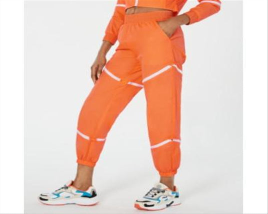 Waisted Women's Zippered Parachute Pants Orange Size Medium