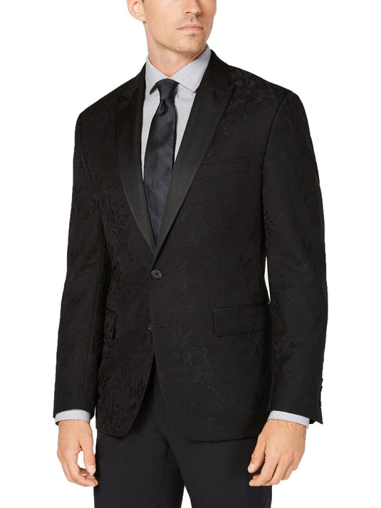 Ryan Seacrest Distinction Men's Floral Evening Two Button Suit Jacket Black Size 36 SHORT