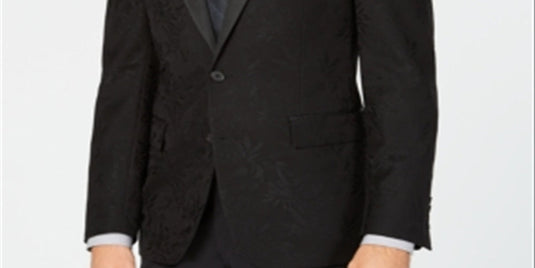 Ryan Seacrest Distinction Men's Floral Evening Two Button Suit Jacket Black Size 36 SHORT