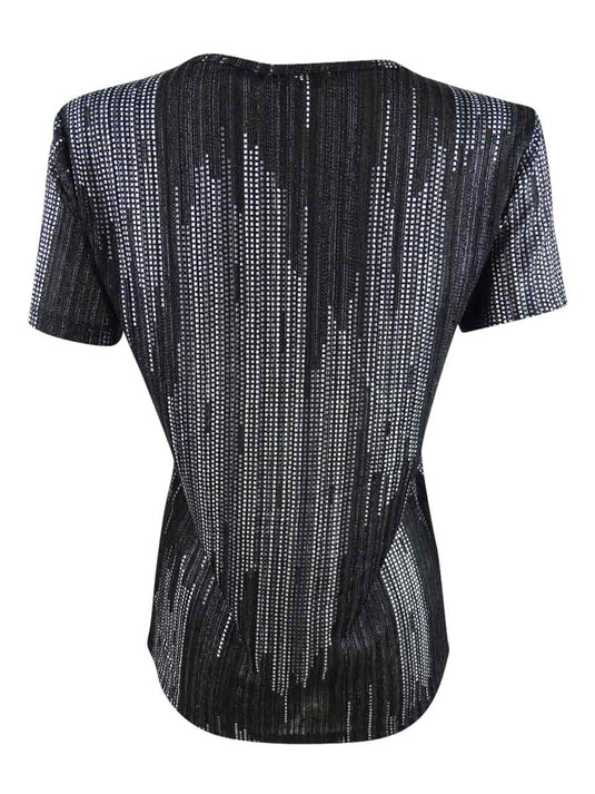 Bar III Women's Textured Metallic Top Black Size Medium