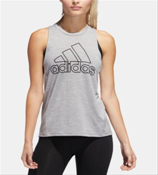 Adidas Women's Sport 2 Street Logo Racerback Tank Top Gray Size XXS