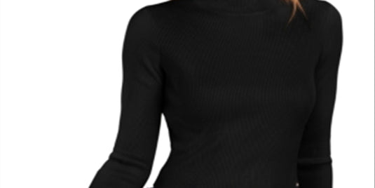 Calvin Klein Women's Cropped Mock Neck Sweater Black Size X-Large