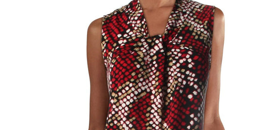 Calvin Klein Women's Top Printed Sleeveless Red Size Large