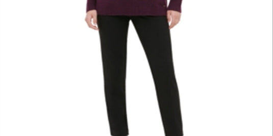 Calvin Klein Women's Ribbed Knit Button Embellishments Crewneck Sweater Purple Size Small