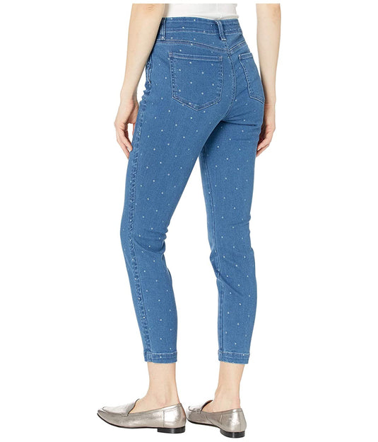 NYDJ Women's Ankle Polka Dot Skinny Jeans Blue Size 14