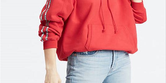 Levi's Women's Sleeve Tape Unbasic Hoodie Red Size Medium